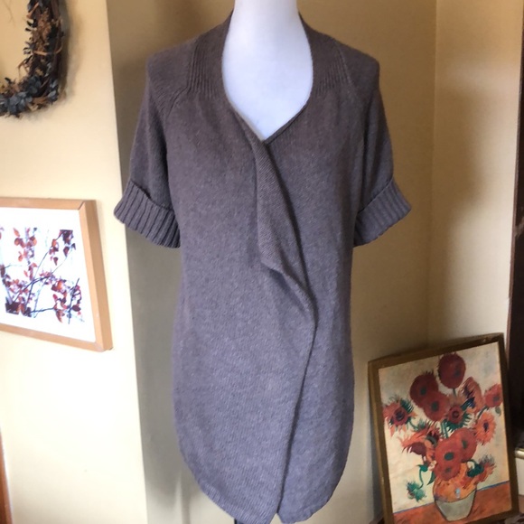 VINCE Size Medium Wool blend Open-Front Cardigan Cuff Short-Sleeve Sweater Wool - Picture 2 of 16